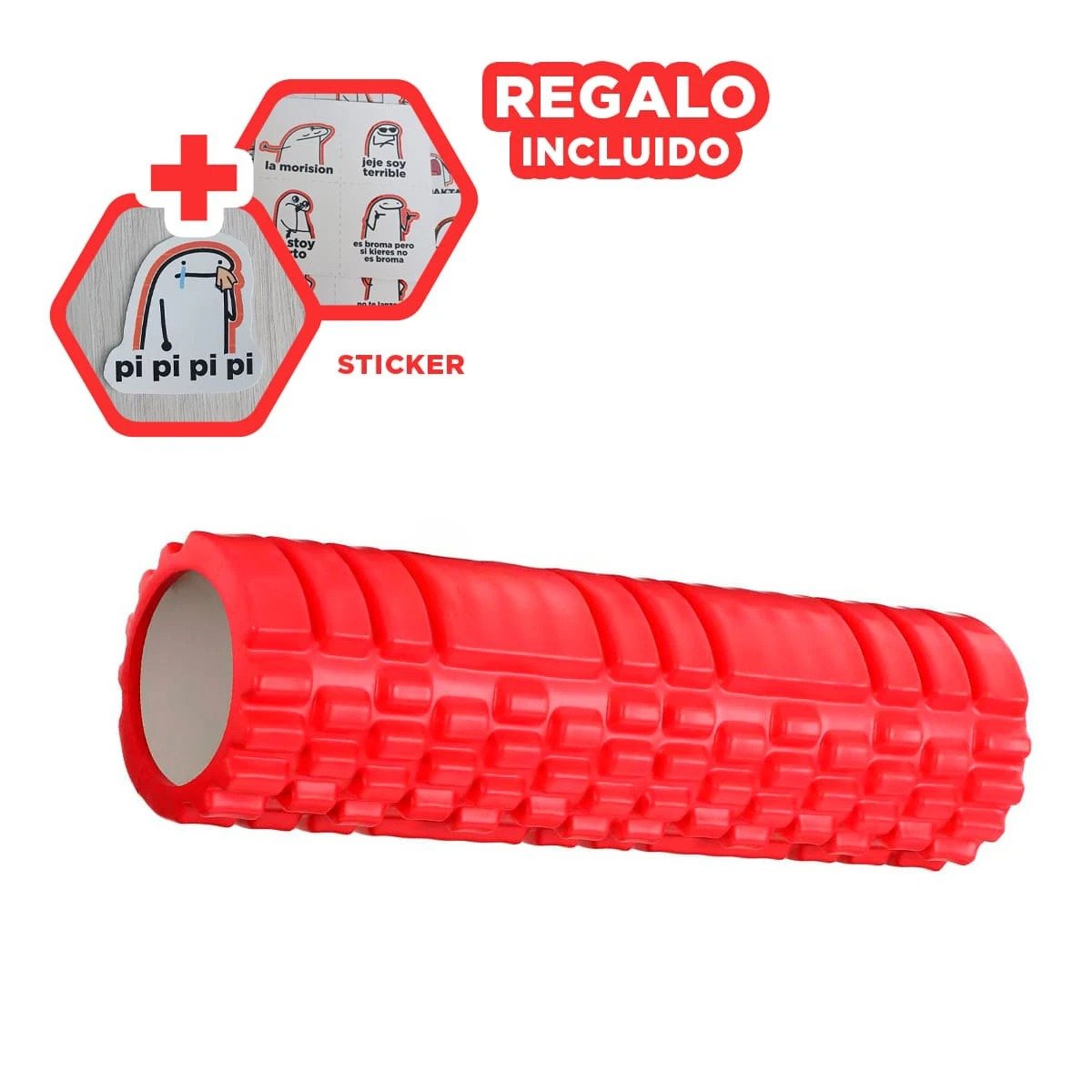 RODILLO DEPORTIVO ROLLER ROJO PARA USO DIARIO EN ENTRENAMIENTO Y EJERCICIOS Y+REGALO STICKER - 1