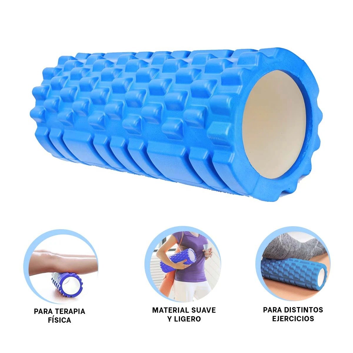 RODILLO ROLLER CELESTE PARA ESTIRAMIENTOS Y RECUPERACION DE MUSCULOS DESGASTADOS - 3