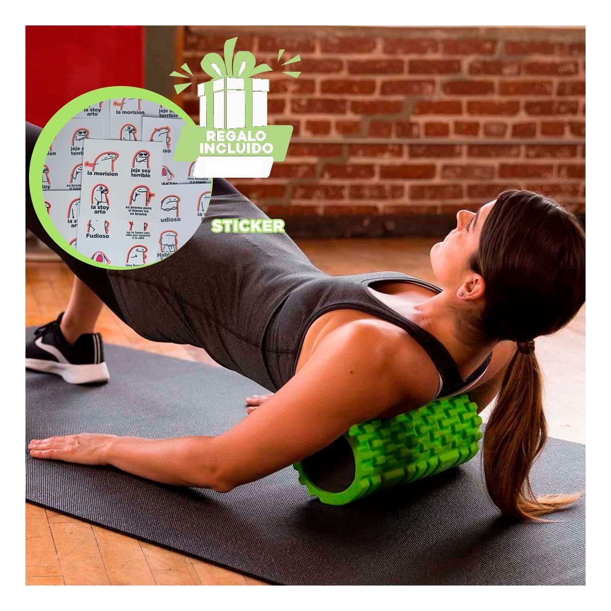 RODILLO DEPORTIVO ROLLER VERDE PARA USO DIARIO EN ENTRENAMIENTO Y EJERCICIOS Y+REGALO STICKER - 1