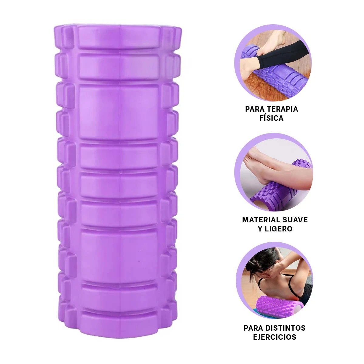 RODILLO ROLLER MORADO PARA ESTIRAMIENTOS Y RECUPERACION DE MUSCULOS DESGASTADOS - 3
