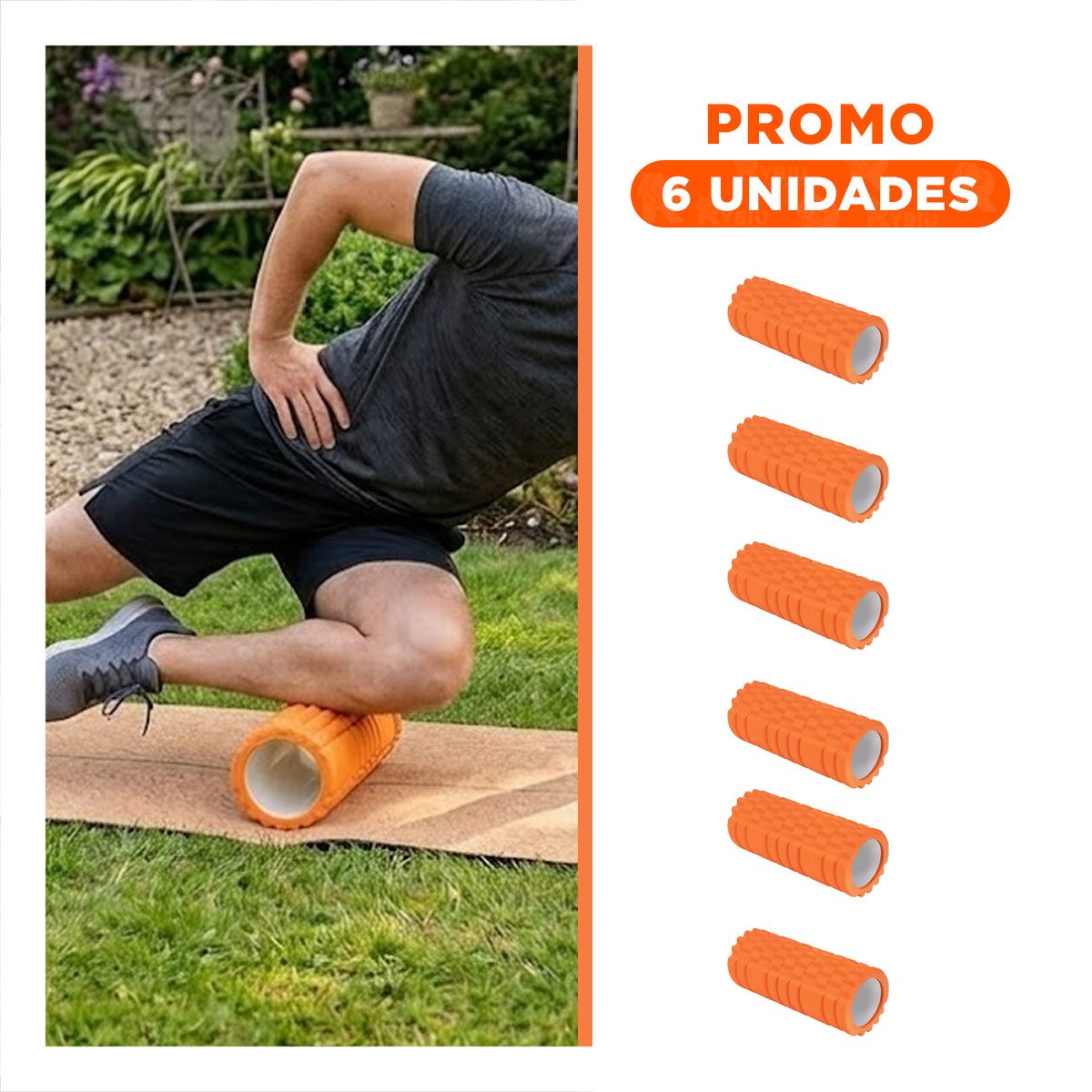 PACK6 RODILLO ROLLER NARANJA PARA ESTIRAMIENTOS PROFUNDOS Y RELAJACION MUSCULAR - 1