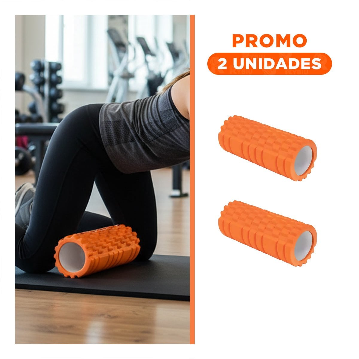 PACK2 CILINDRO FITNESS ROLLER NARANJA PARA LIBERAR TENSION Y MANTENER MUSCULOS FUERTES - 1