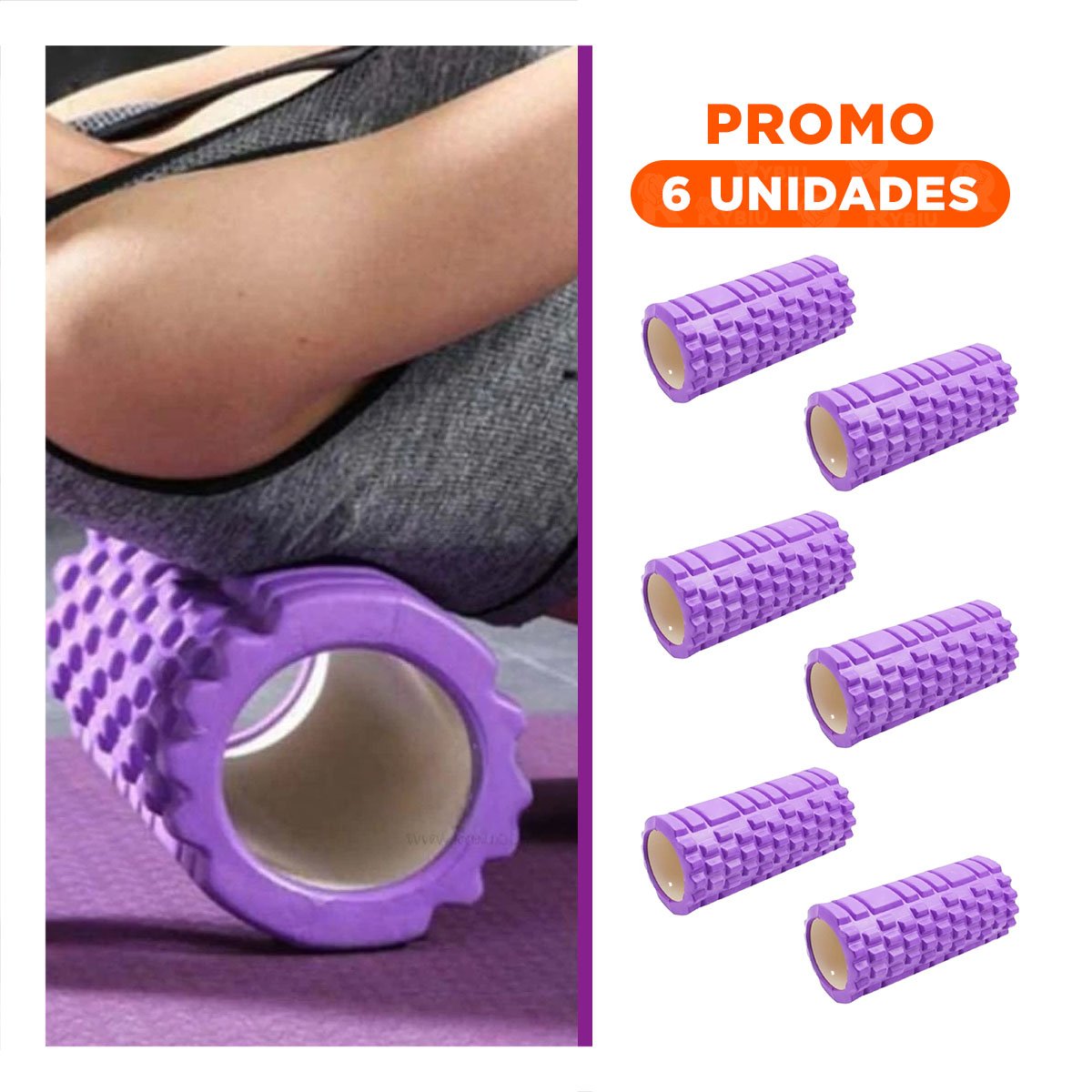PACK6 RODILLO ROLLER MORADO PARA ESTIRAMIENTOS PROFUNDOS Y RELAJACION MUSCULAR - 1