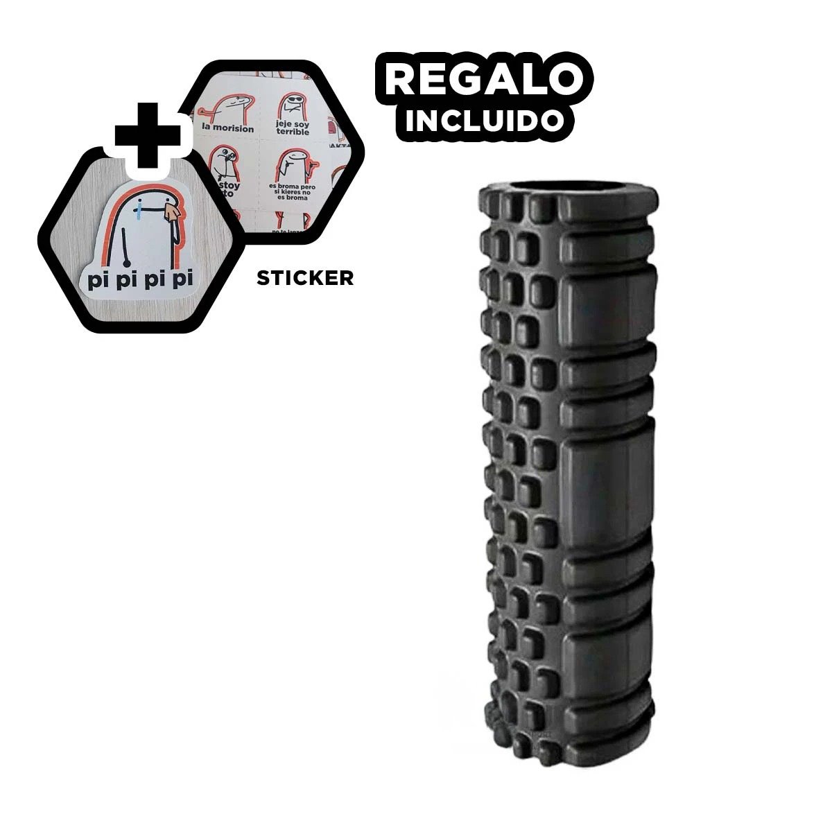 RODILLO DEPORTIVO ROLLER NEGRO PARA USO DIARIO EN ENTRENAMIENTO Y EJERCICIOS Y+REGALO STICKER - 1
