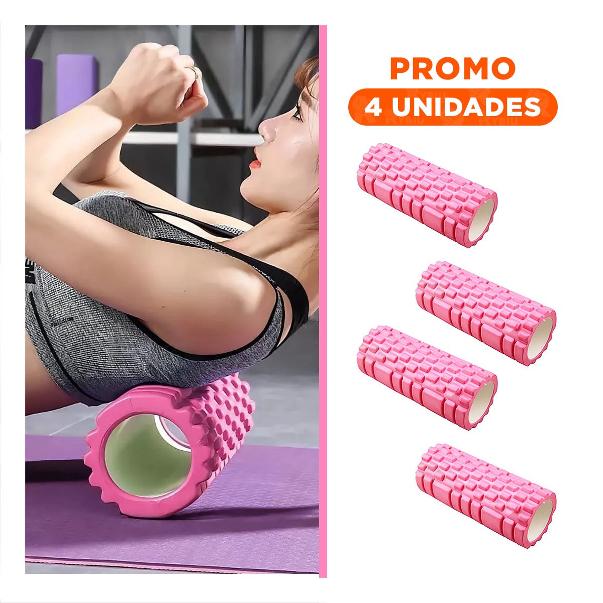 PACK4 RUEDA FITNESS ROLLER ROSADO PERFECTA PARA USO SEGURO Y LIBERAR TENSION Y+REGALO STICKER - 1