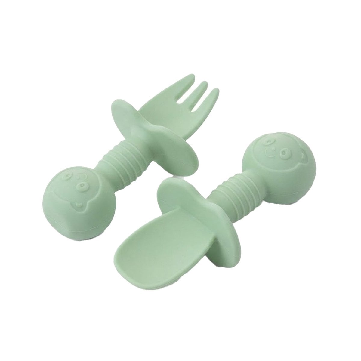 PACK4 KIT 2 PRE CUCHARA Y TENEDOR OSITO VERDE MANGO CORTO PARA MESA Y CASA Y+PAPEL REGALO - 3