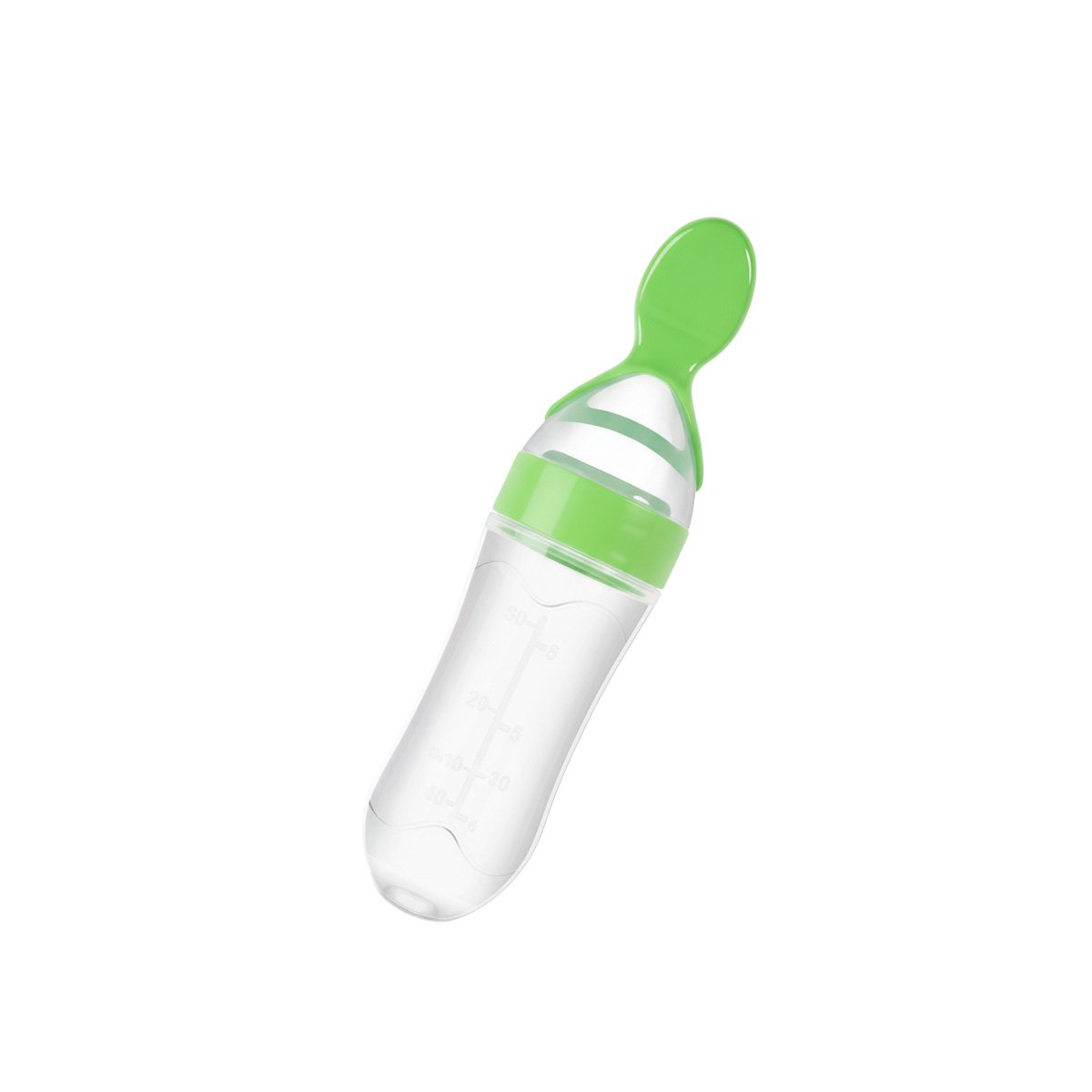 TETERO CON CUCHARA DE PLASTICO DURABLE Y FACIL LIMPIEZA COLOR VERDE Y+REGALO STICKER - 3