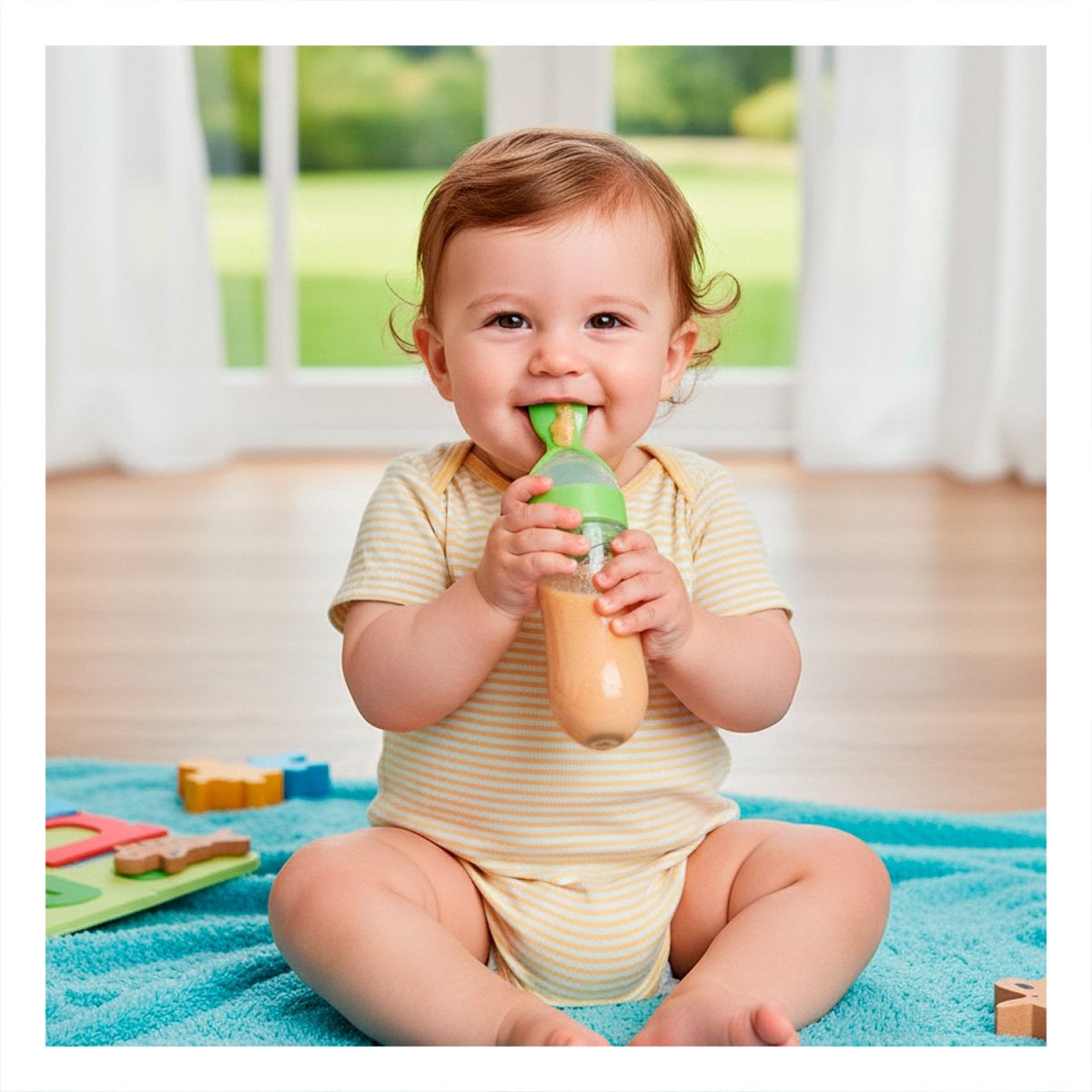 PACK6 TETERO CON CUCHARA PARA COMIDA SOLIDA Y LIQUIDA FACIL VERDE Y+REGALO STICKER - 5