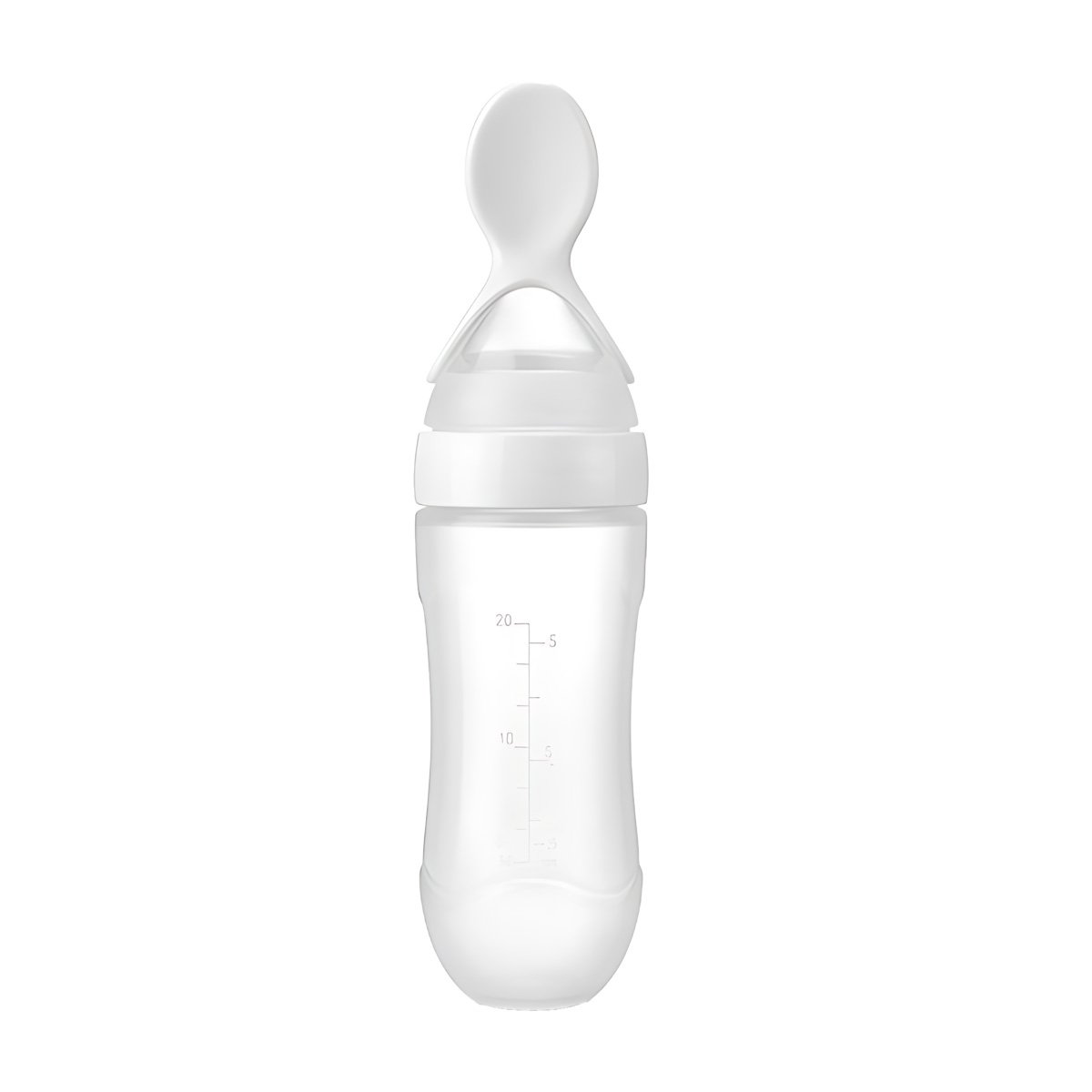 PACK2 BIBERON CON CUCHARA PARA COMIDA LIQUIDA Y SOLIDA FACIL BLANCO Y+REGALO STICKER - 2