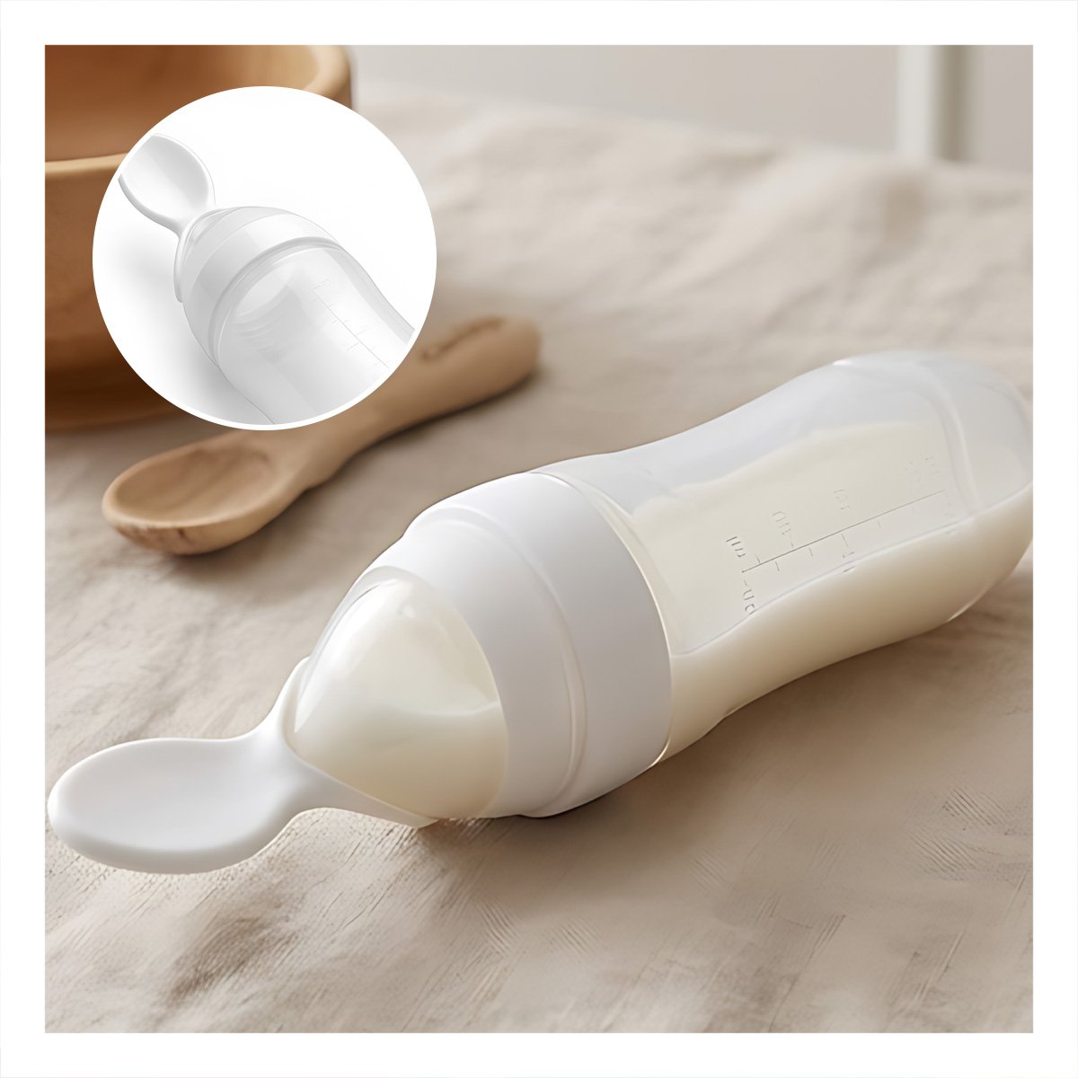 PACK2 BIBERON CON CUCHARA PARA COMIDA LIQUIDA Y SOLIDA FACIL BLANCO Y+REGALO STICKER - 5