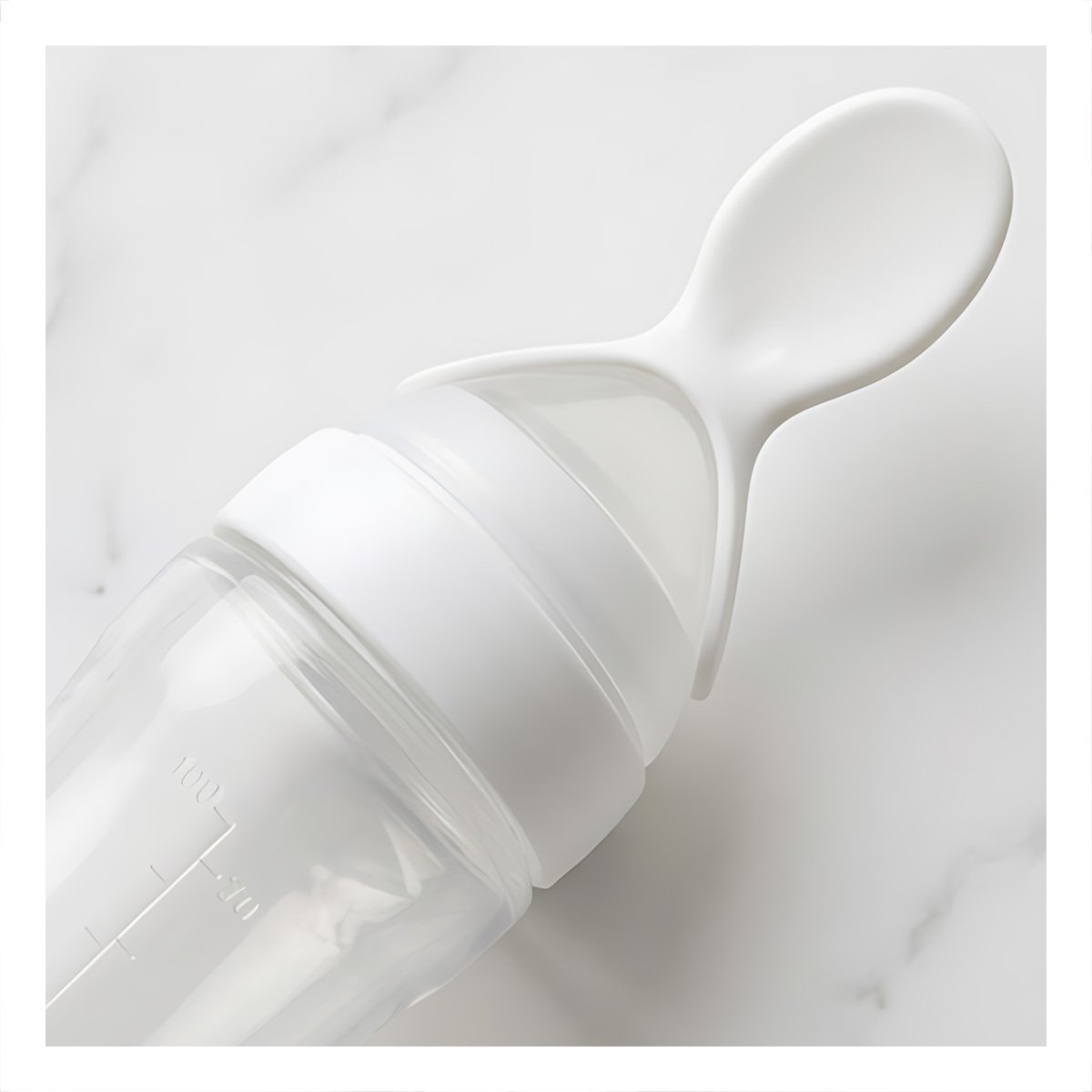BIBERON CON CUCHARA PARA ALIMENTACION RAPIDA Y SEGURA COLOR BLANCO Y+LIGAS REGALO - 1