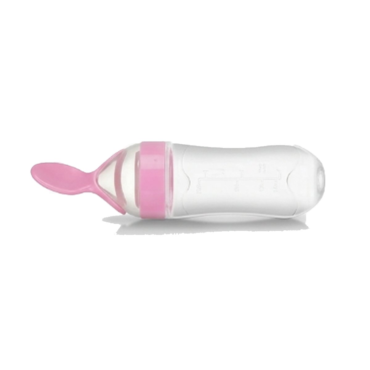 TETERO CON CUCHARA DE PLASTICO DURABLE Y FACIL LIMPIEZA COLOR ROSADO Y+REGALO STICKER - 3