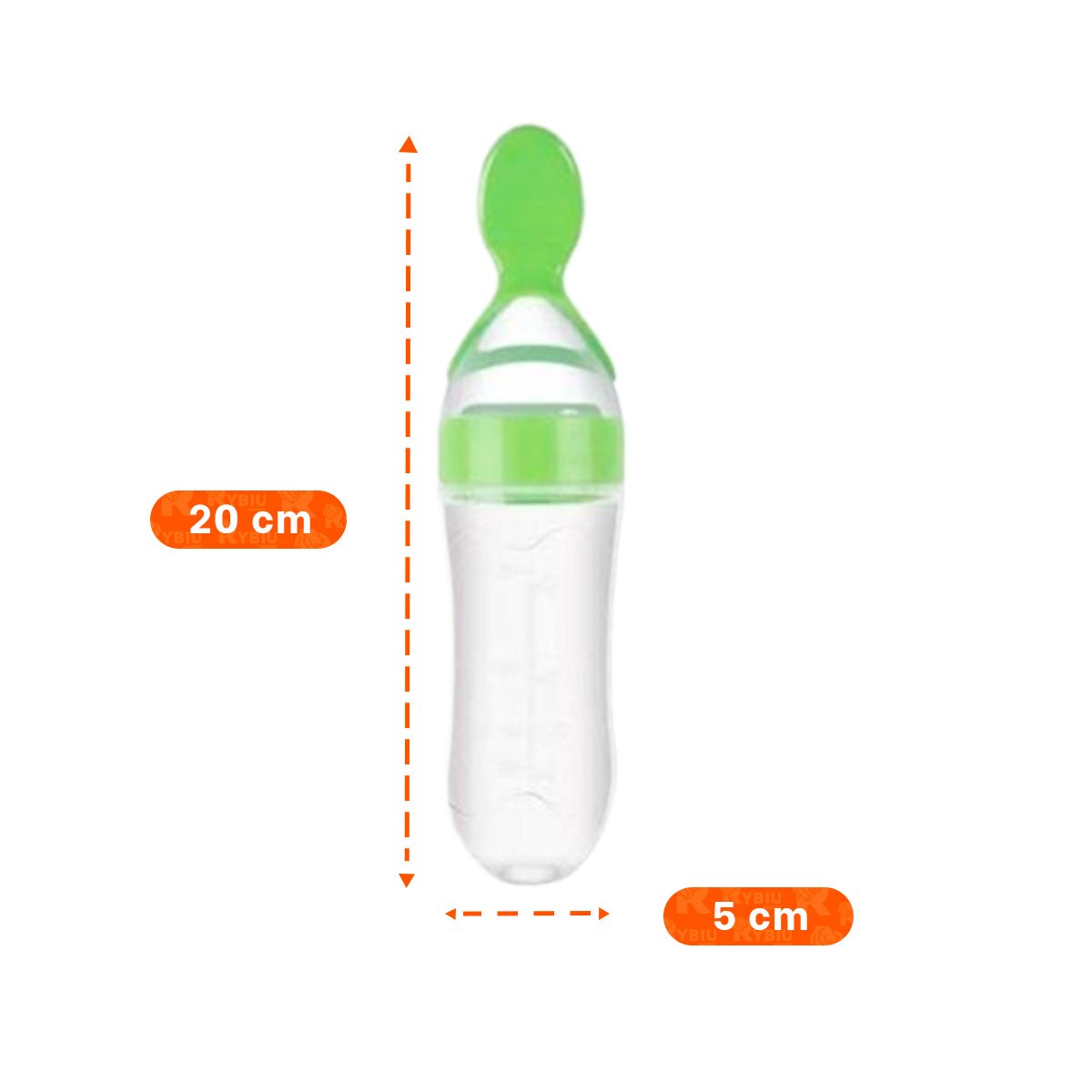 PACK12 BIBERON CON CUCHARA DE PLASTICO RESISTENTE Y COMODO COLOR VERDE - 4