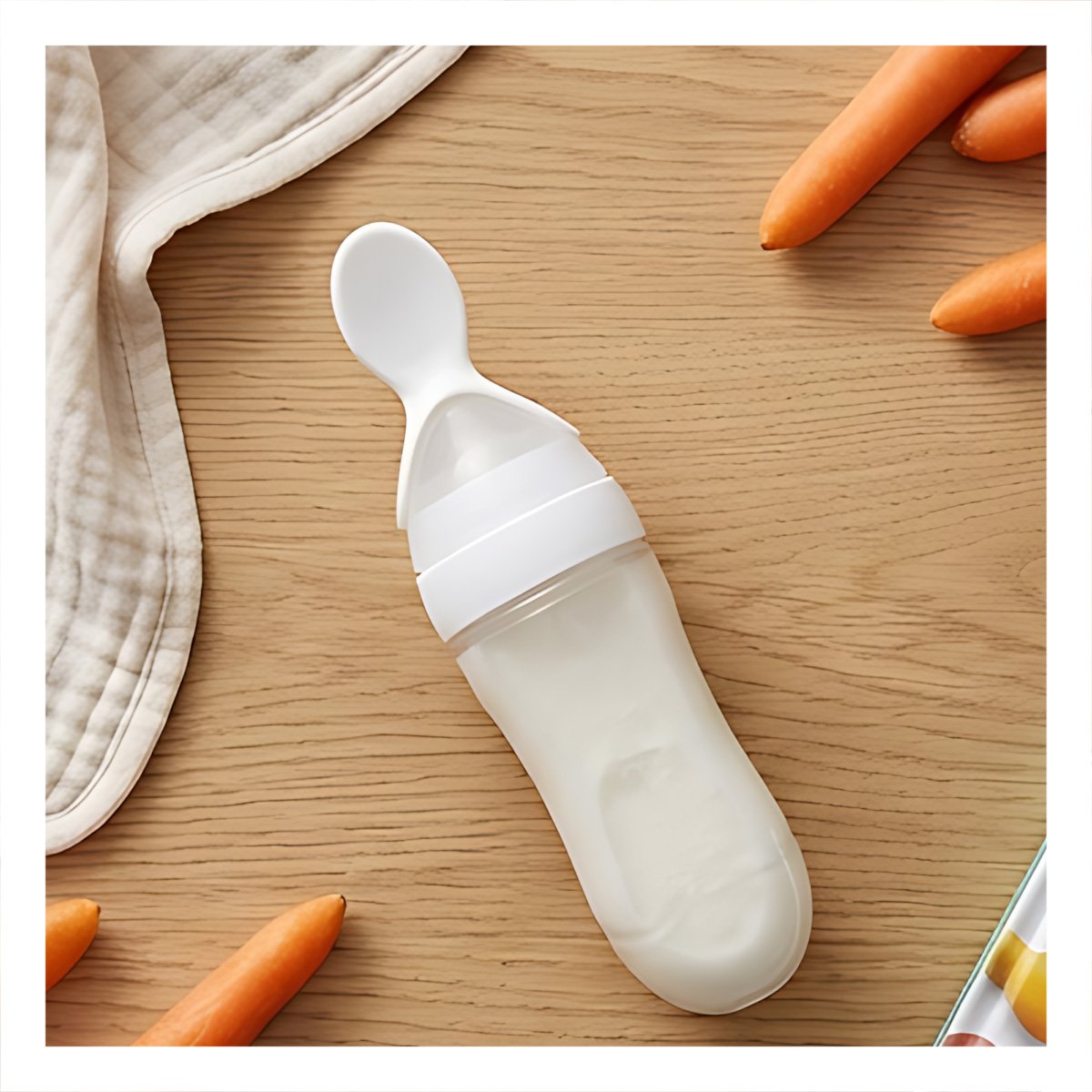 PACK4 TETERO CON CUCHARA CON DISEÑO ERGONOMICO Y RESISTENTE BLANCO Y+PAPEL REGALO - 2