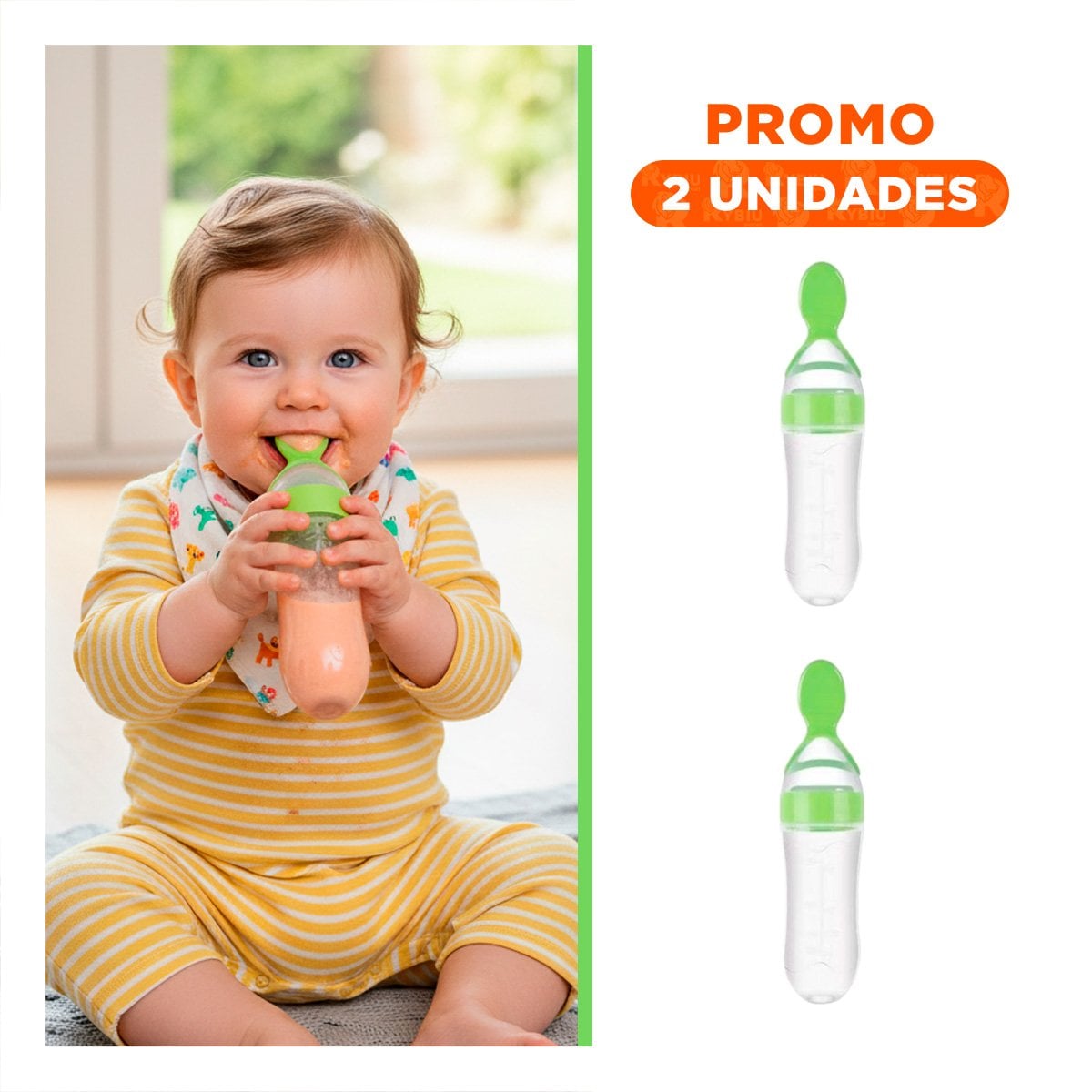 PACK2 CHUPO CON CUCHARA CON DISEÑO MODERNO Y FACIL SUJECION VERDE - 1