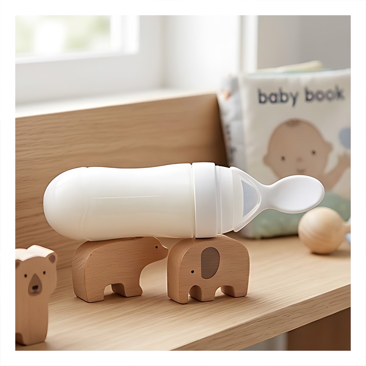 PACK4 BIBERON CON CUCHARA PARA BEBES Y NIÑOS PEQUEÑOS COLOR BLANCO Y+REGALO STICKER - 5