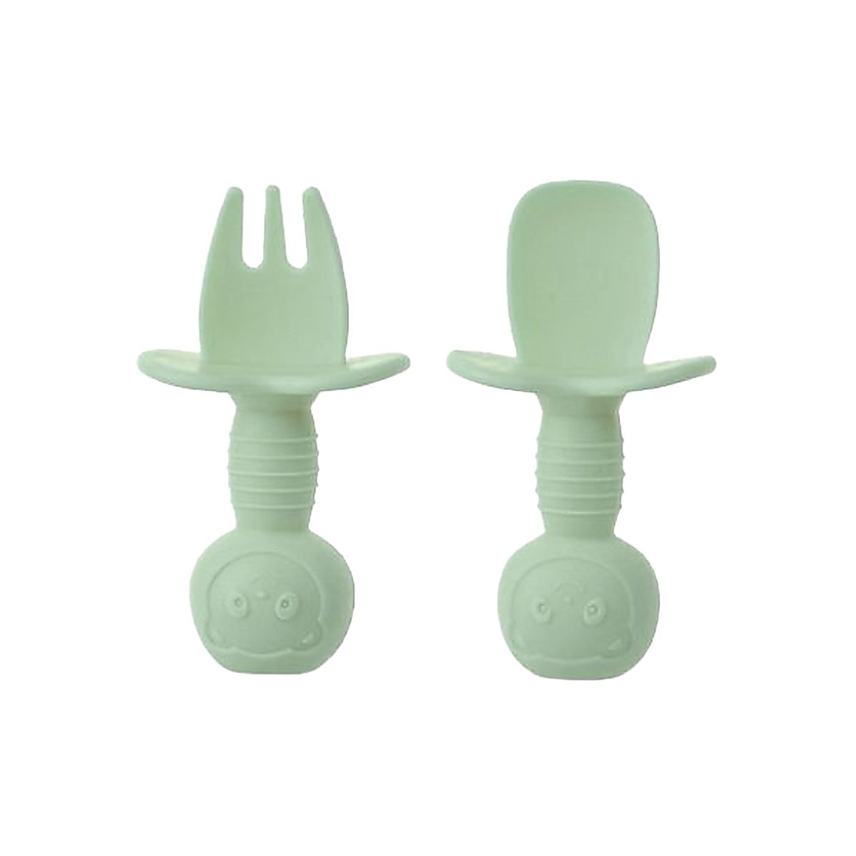 KIT 2 PRE CUCHARA Y TENEDOR COLOR VERDE OSITO MANGO CORTO PARA MESA Y HOGAR Y+PAPEL REGALO - 1