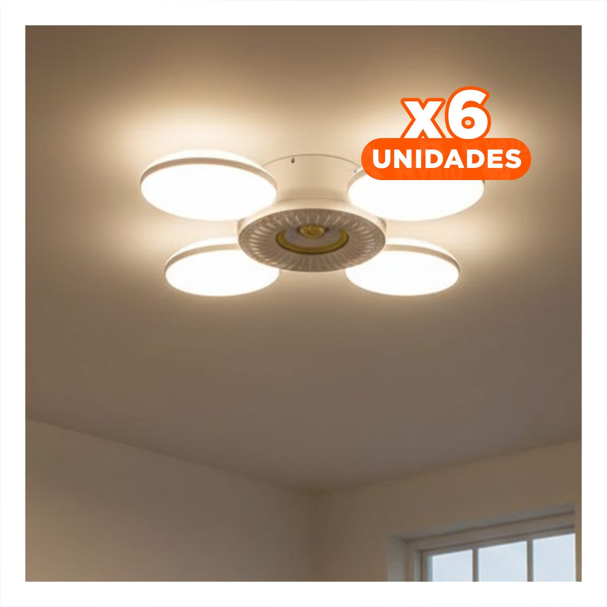 PACK6 CENTRO LED AMARILLO DE 4 HELICES PARA ESPACIO RESIDENCIAL MODERNO Y+REGALO STICKER - 1