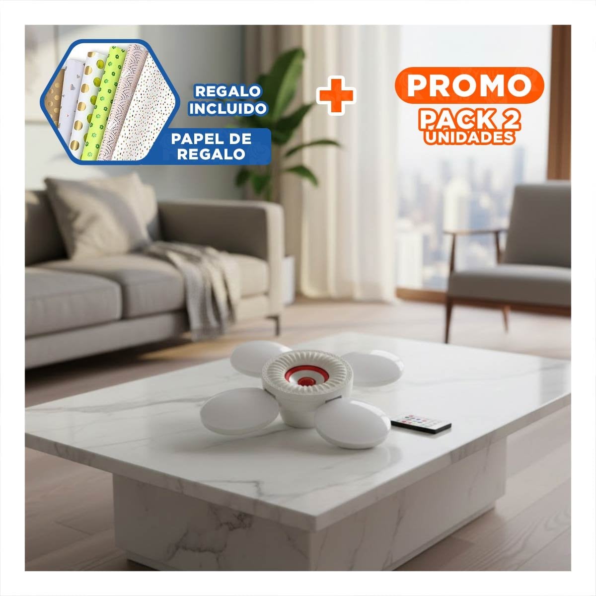 PACK2 CABEZAL LED ROJO DE 4 HELICES CON APERTURA AJUSTABLE AMPLIA Y+PAPEL REGALO - 1