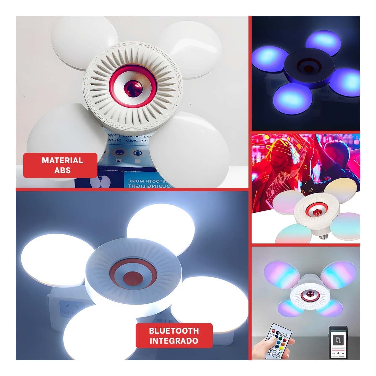 PACK2 CABEZAL LED ROJO DE 4 HELICES CON APERTURA AJUSTABLE AMPLIA Y+PAPEL REGALO - 3