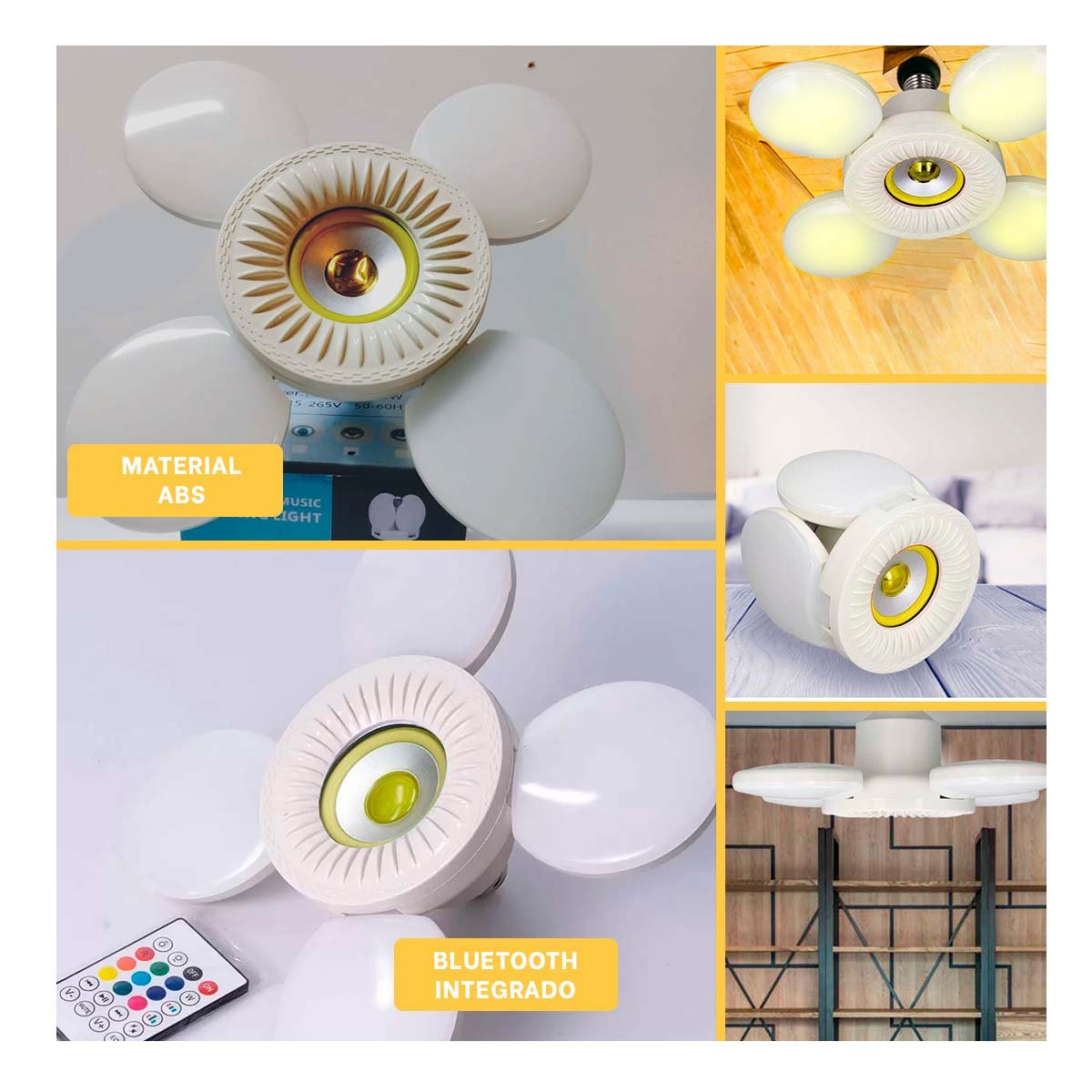 PACK4 CABEZAL AJUSTABLE AMARILLO DE 4 HELICES PARA HOGAR MODERNO Y+REGALO STICKER - 2