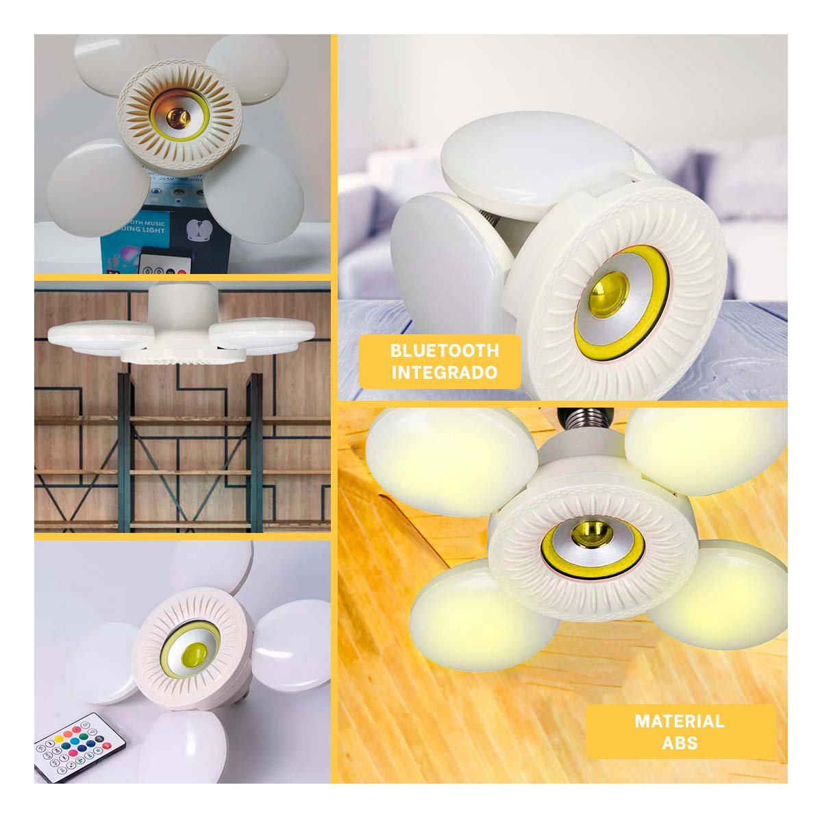 ARTEFACTO LUMINOSO 4 HELICES AMARILLO CON COBERTURA EXTENDIDA UNIFORME Y+LIGAS REGALO - 5