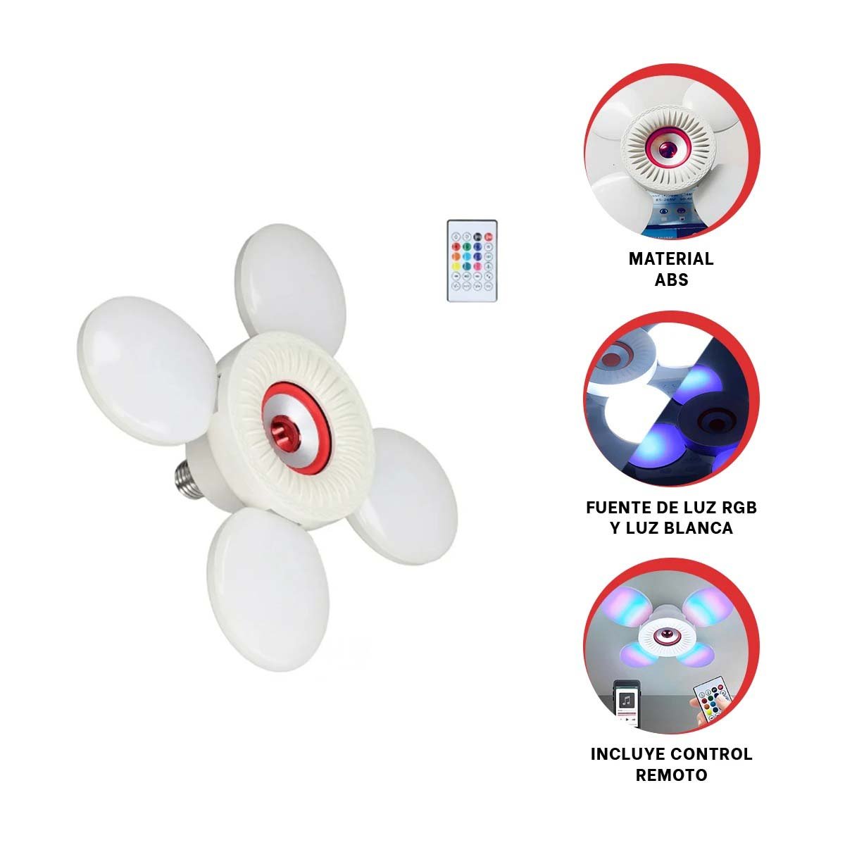PACK6 CENTRO LED ROJO DE 4 HELICES PARA ESPACIO RESIDENCIAL MODERNO Y+REGALO STICKER - 2