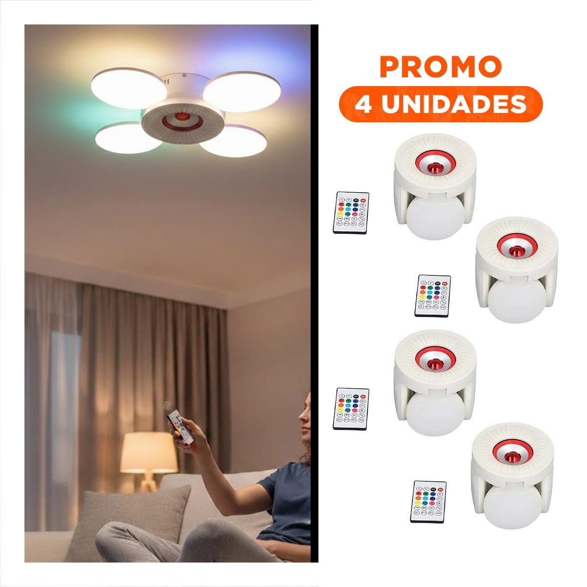 PACK4 CABEZAL AJUSTABLE ROJO DE 4 HELICES PARA HOGAR MODERNO Y+REGALO STICKER - 1