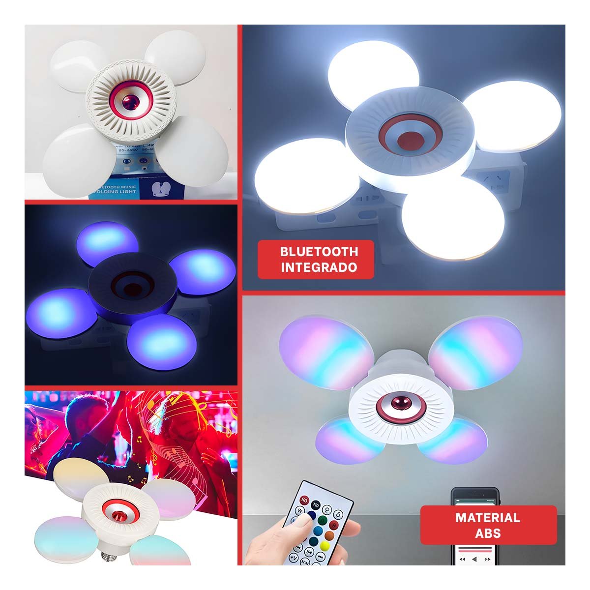 PACK4 CABEZAL AJUSTABLE ROJO DE 4 HELICES PARA HOGAR MODERNO Y+REGALO STICKER - 2