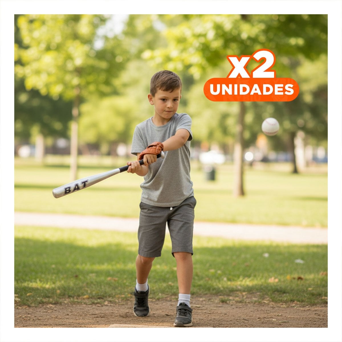 PACK2 JUEGO DE BEISBOL INFANTIL CON BATE GUANTE Y PELOTA PARA PATIO Y+REGALO STICKER - 1