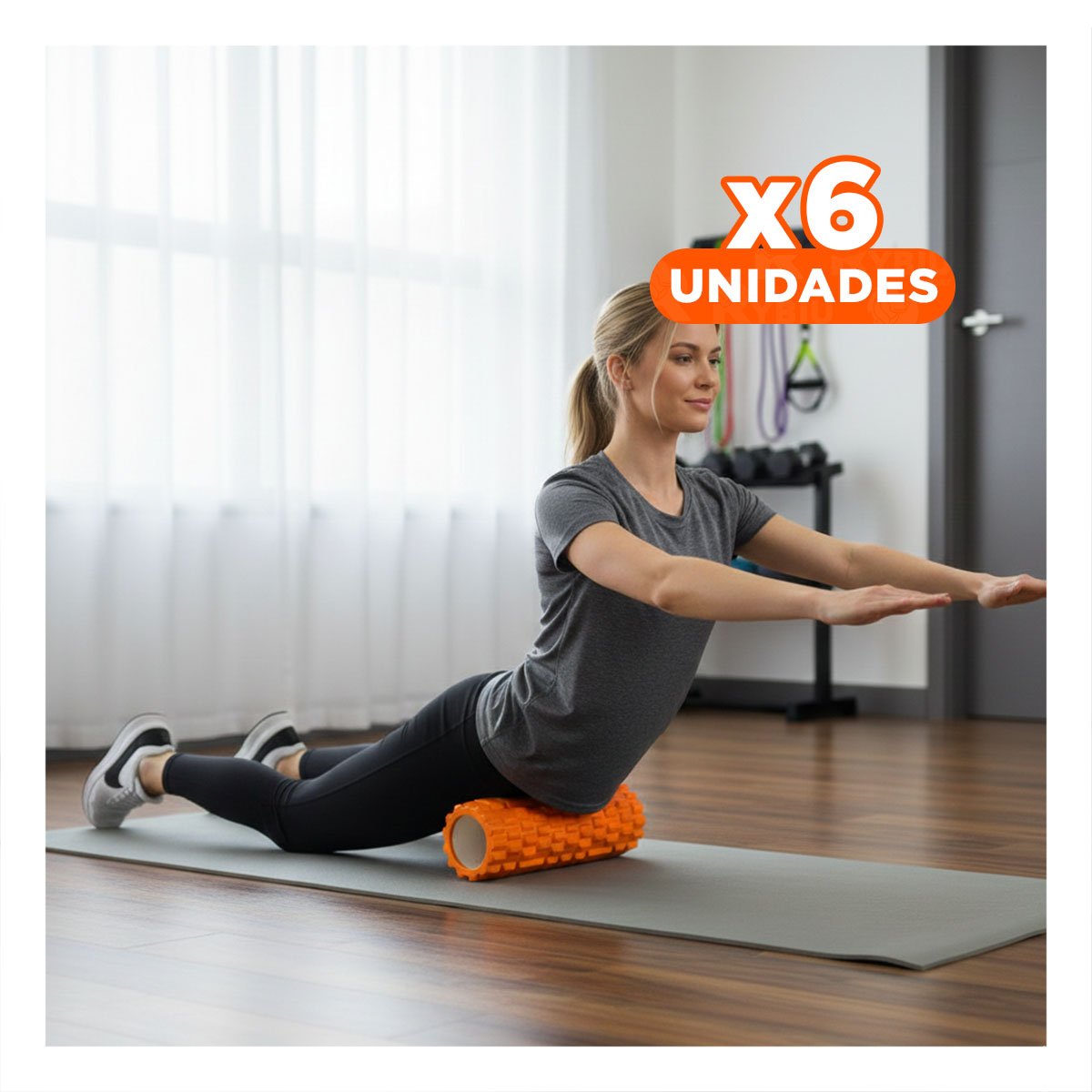 PACK6 RODILLO ROLLER 29X9 EN ANARANJADO FUNCIONAL PARA ENTRENAMIENTO FUNCIONAL Y+REGALO STICKER - 1
