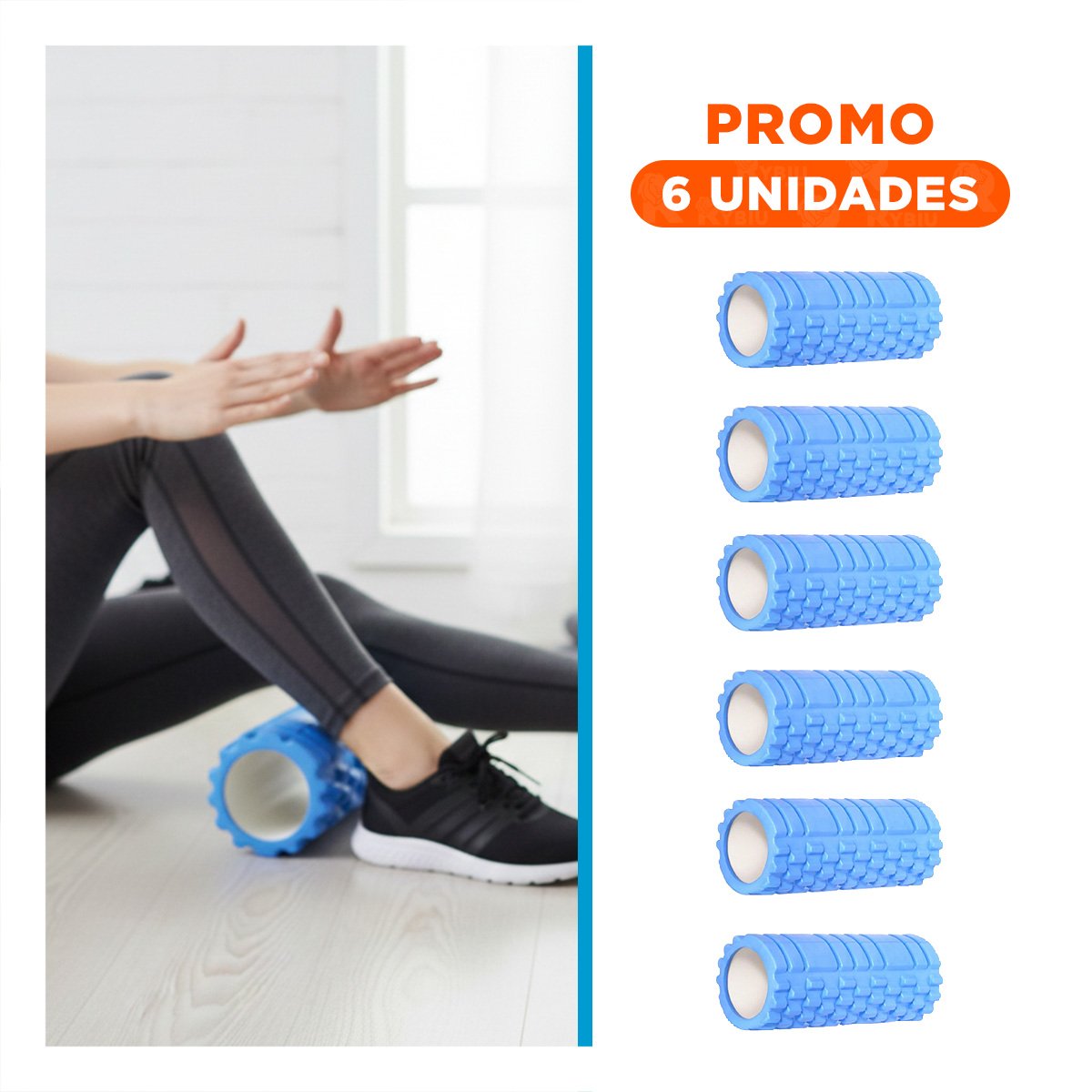 PACK6 TUBO DE MASAJE 29X9 EN CELESTE ERGONOMICO PARA RECUPERACION MUSCULAR - 1