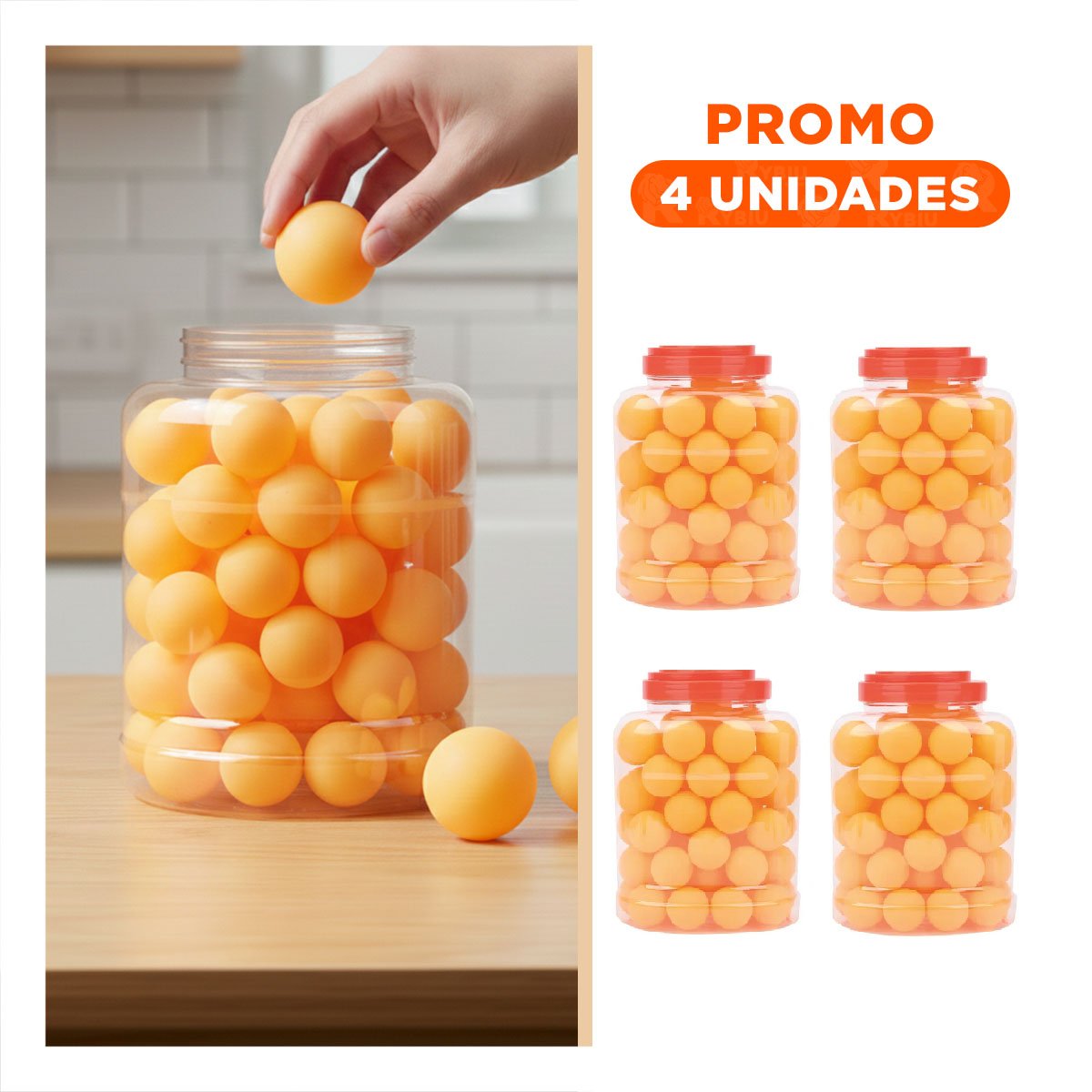PACK4 LOTE 60 PELOTAS DE PING PONG ANARANJADO PARA COMPETENCIAS LOCALES Y+REGALO STICKER - 1