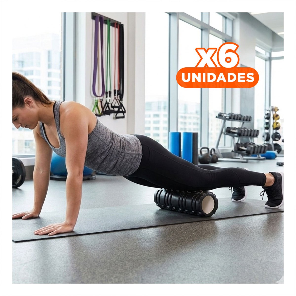 PACK6 RODILLO ROLLER 29X9 EN NEGRO FUNCIONAL PARA ENTRENAMIENTO FUNCIONAL Y+REGALO STICKER - 1