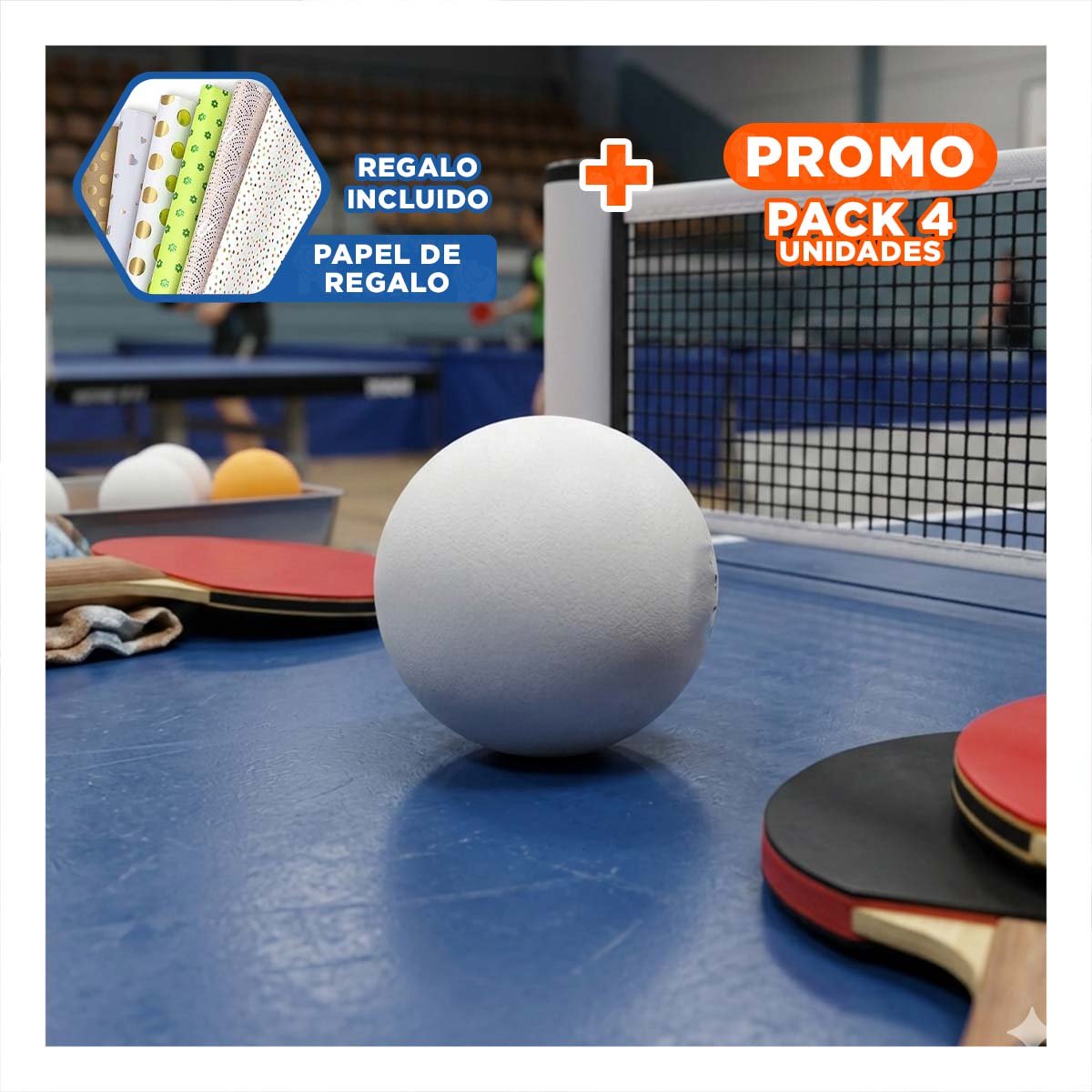 PACK4 COMBO 60 PELOTAS DE PING PONG BLANCO PARA PRACTICA CONSTANTE Y+PAPEL REGALO - 1