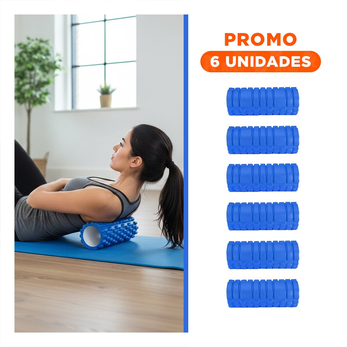 PACK6 TUBO DE MASAJE 29X9 EN AZUL ERGONOMICO PARA RECUPERACION MUSCULAR - 1