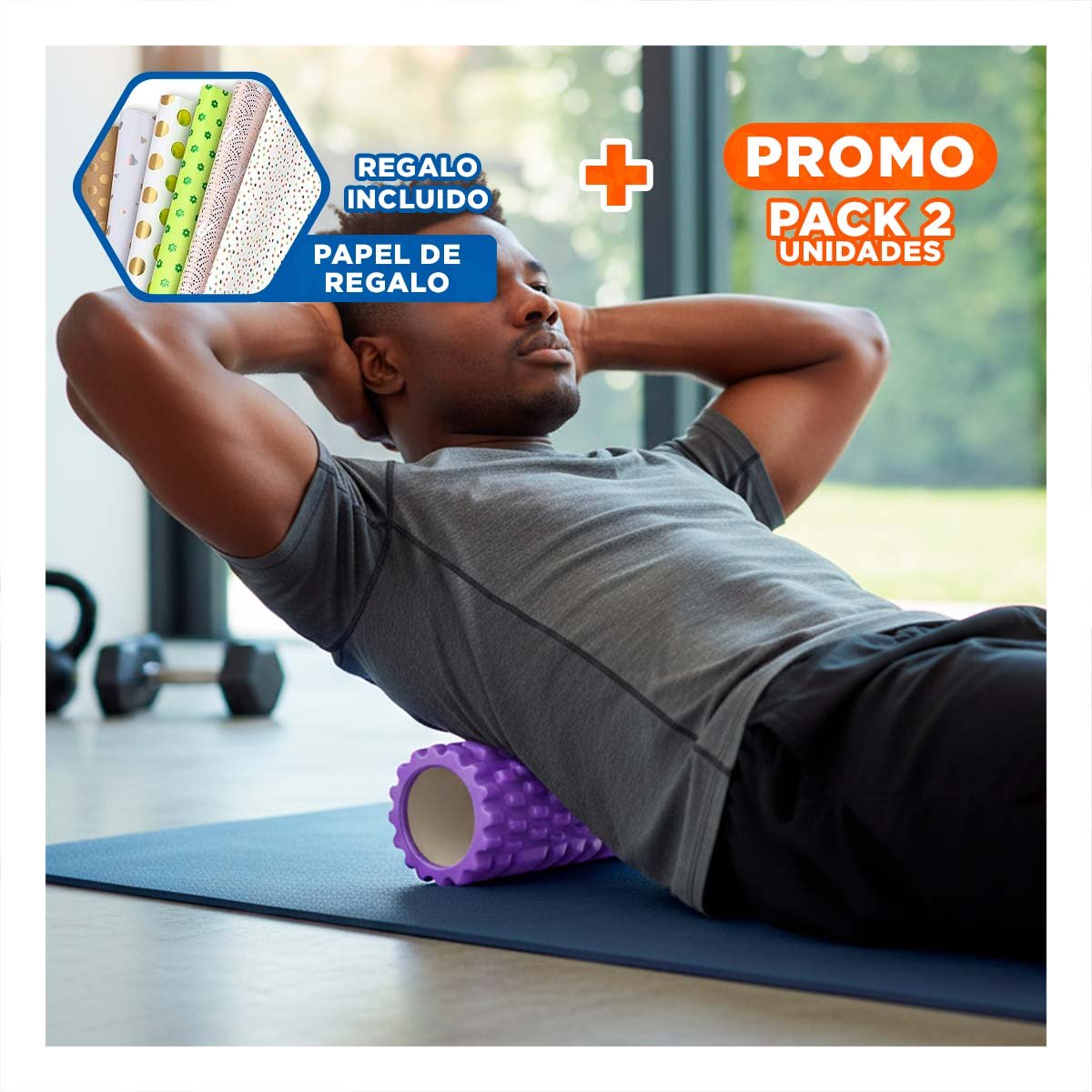 PACK2 TUBO DE MASAJE 29X9 EN MORADO FIRME PARA BIENESTAR Y EJERCICIO Y+PAPEL REGALO - 1