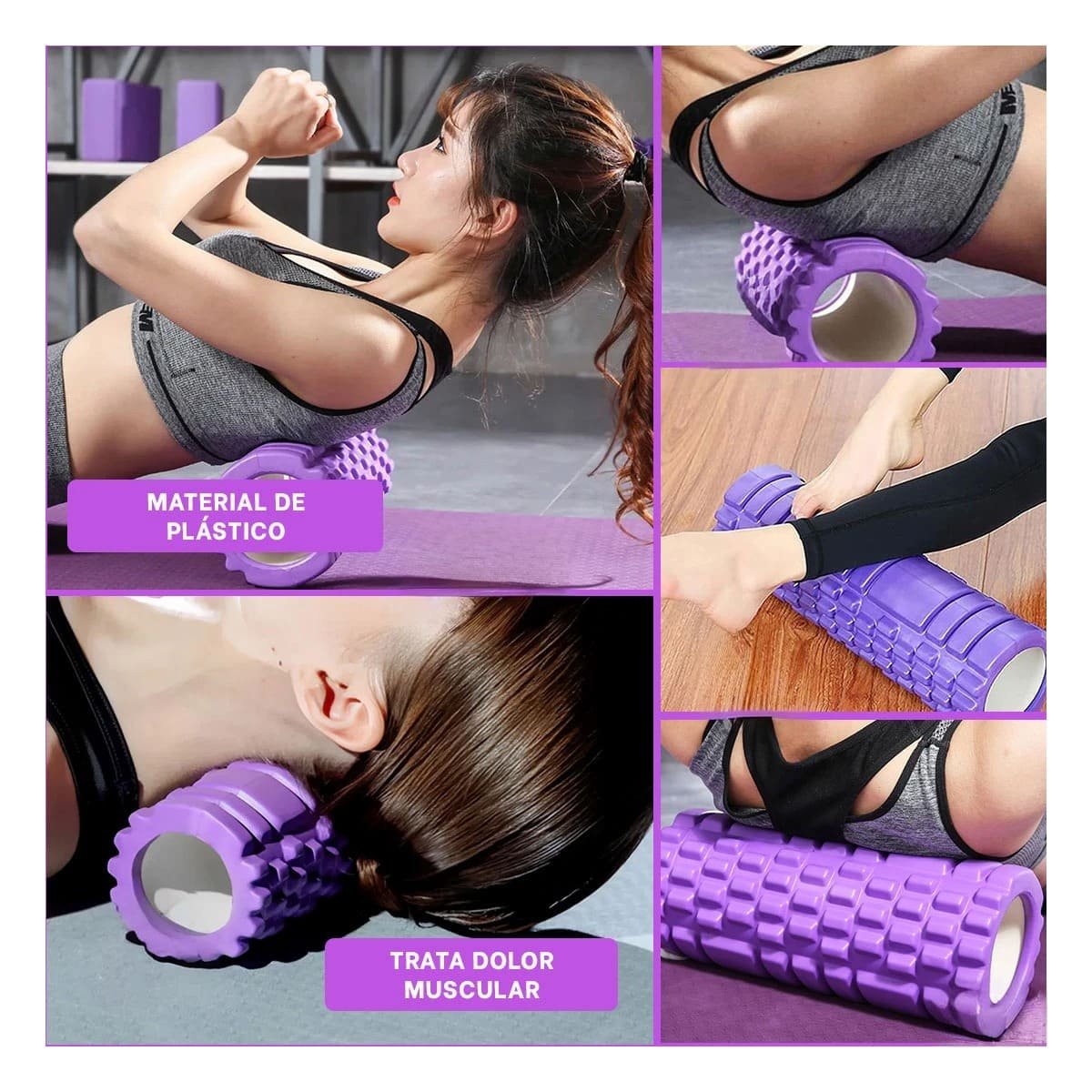 PACK2 TUBO DE MASAJE 29X9 EN MORADO FIRME PARA BIENESTAR Y EJERCICIO Y+PAPEL REGALO - 3
