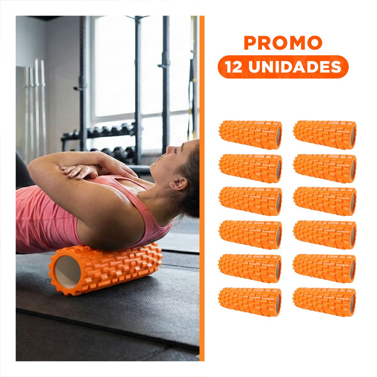 PACK12 TUBO DE MASAJE 29X9 EN ANARANJADO DURABLE PARA EJERCICIO EN HOGAR Y+REGALO STICKER - 1