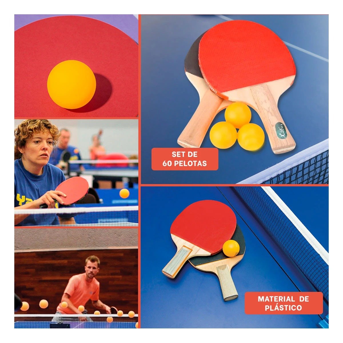 PACK2 SET 60 PELOTAS DE PING PONG ANARANJADO PARA PRACTICA EN GRUPO Y+PAPEL REGALO - 3