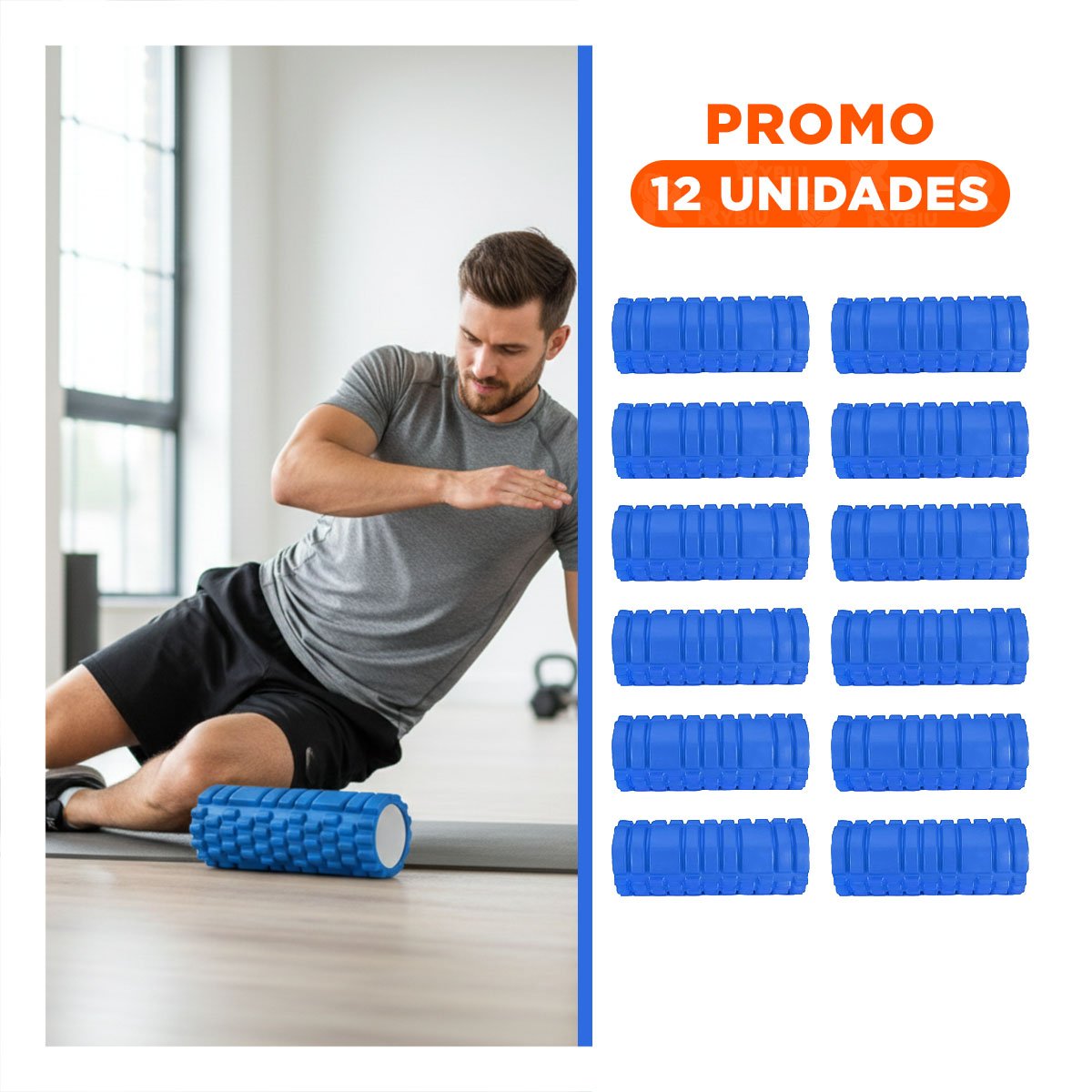 PACK12 TUBO DE MASAJE 29X9 EN AZUL DURABLE PARA EJERCICIO EN HOGAR Y+REGALO STICKER - 1