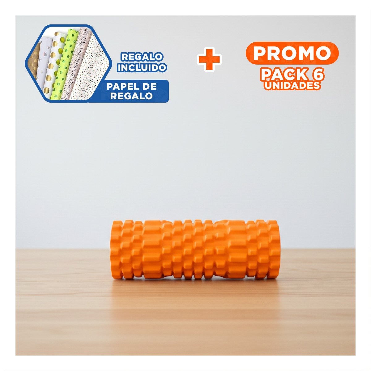 PACK6 ESPUMA ROLLER 29X9 EN ANARANJADO LIVIANO PARA ACTIVIDAD Y BIENESTAR Y+PAPEL REGALO - 1