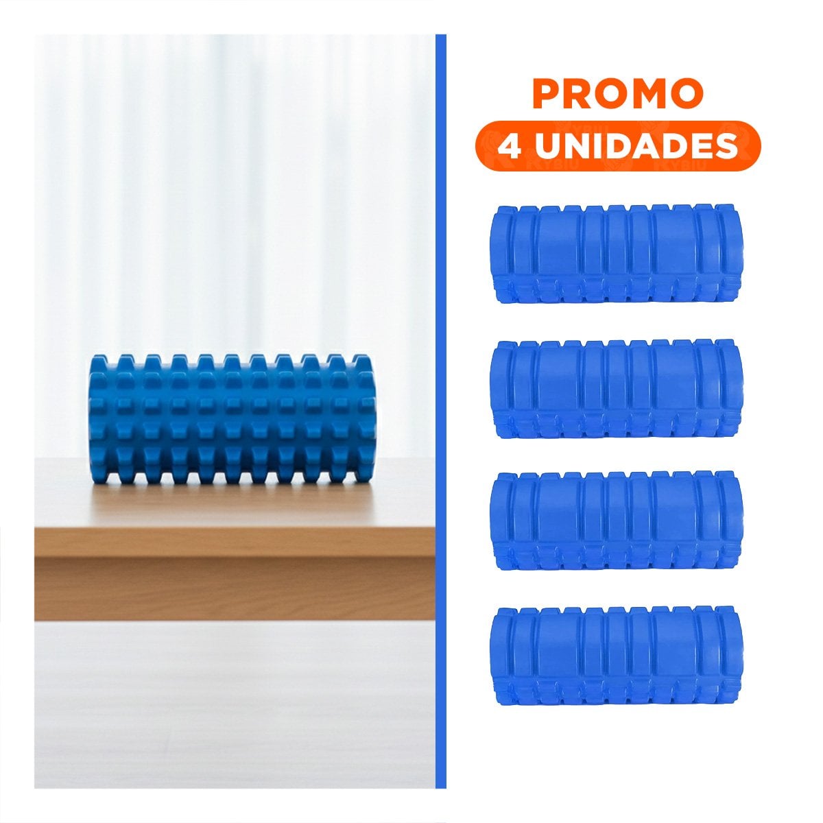 PACK4 ROLLO DEPORTIVO 29X9 EN AZUL RESISTENTE PARA MASAJE DEPORTIVO EN CASA Y+REGALO STICKER - 1
