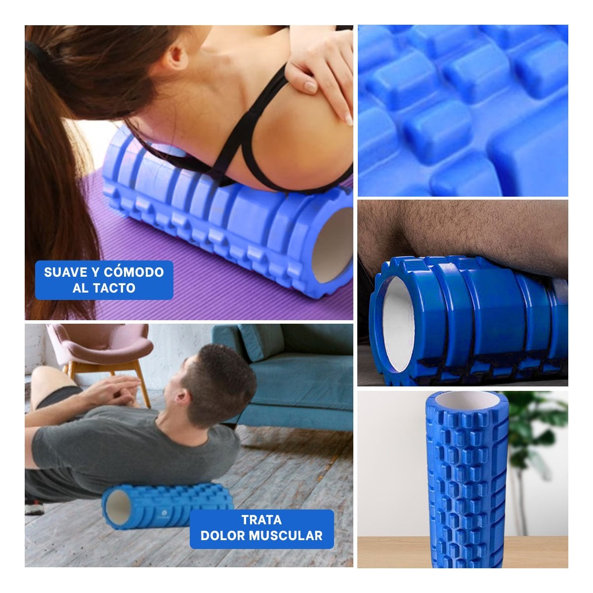 PACK4 ROLLO DEPORTIVO 29X9 EN AZUL RESISTENTE PARA MASAJE DEPORTIVO EN CASA Y+REGALO STICKER - 2