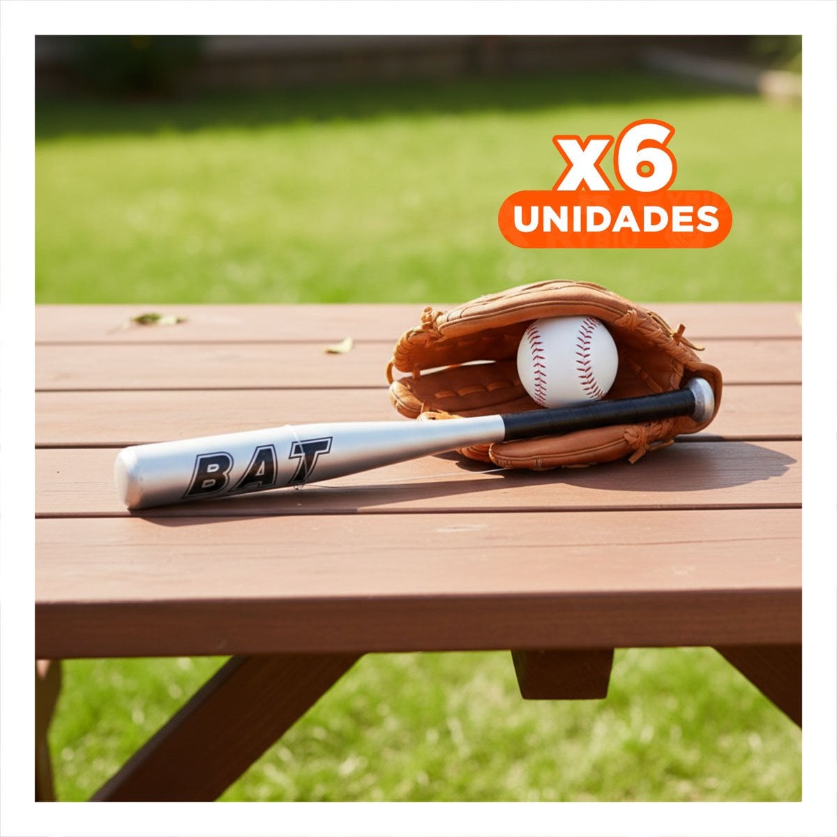 PACK6 PACK DE BEISBOL INFANTIL CON BATE GUANTE Y PELOTA PARA ENTRENAMIENTO Y+REGALO STICKER - 1