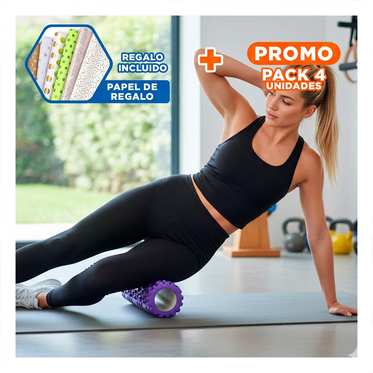 PACK4 CILINDRO ROLLER 29X9 EN MORADO COMPACTO PARA FITNESS Y ESTIRAMIENTOS Y+PAPEL REGALO - 1