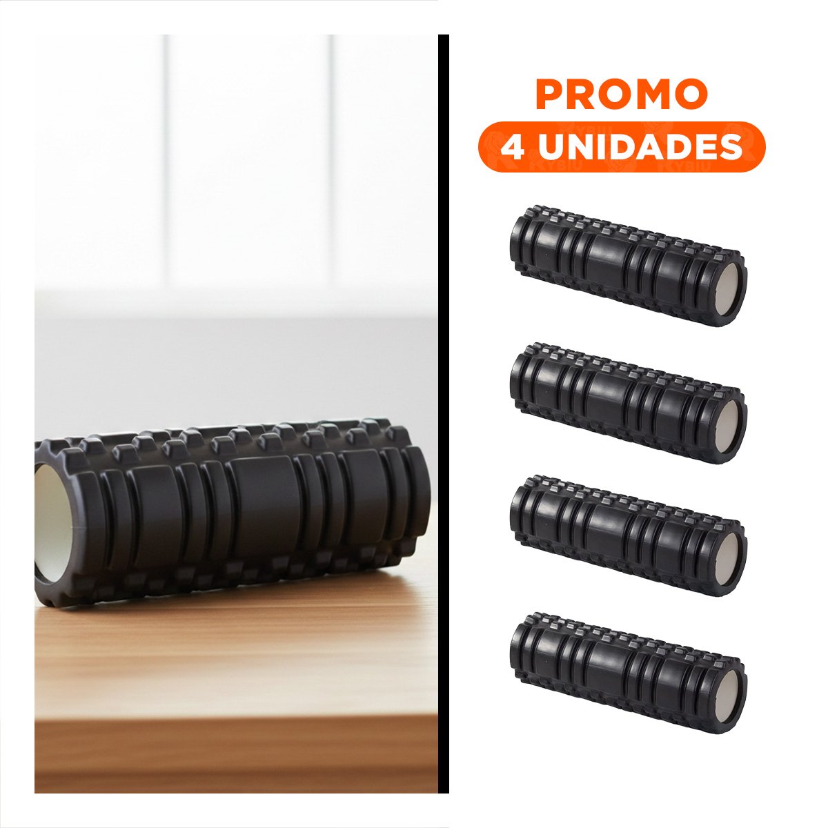 PACK4 ROLLO DEPORTIVO 29X9 EN NEGRO RESISTENTE PARA MASAJE DEPORTIVO EN CASA Y+REGALO STICKER - 1