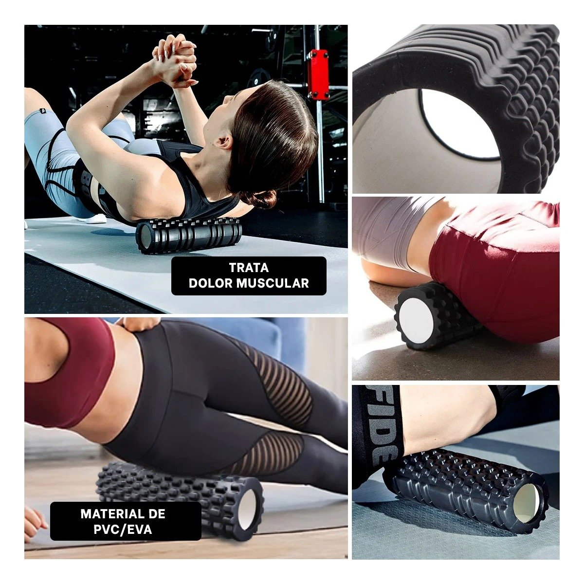 PACK4 ROLLO DEPORTIVO 29X9 EN NEGRO RESISTENTE PARA MASAJE DEPORTIVO EN CASA Y+REGALO STICKER - 2