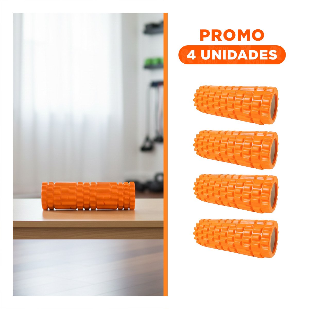 PACK4 ROLLO DEPORTIVO 29X9 EN ANARANJADO RESISTENTE PARA MASAJE DEPORTIVO Y+REGALO STICKER - 1