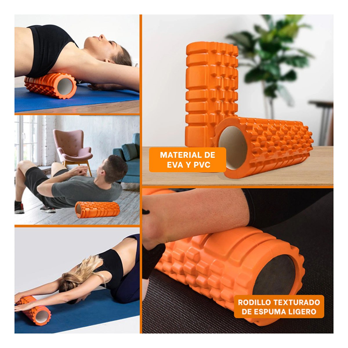PACK4 ROLLO DEPORTIVO 29X9 EN ANARANJADO RESISTENTE PARA MASAJE DEPORTIVO Y+REGALO STICKER - 2
